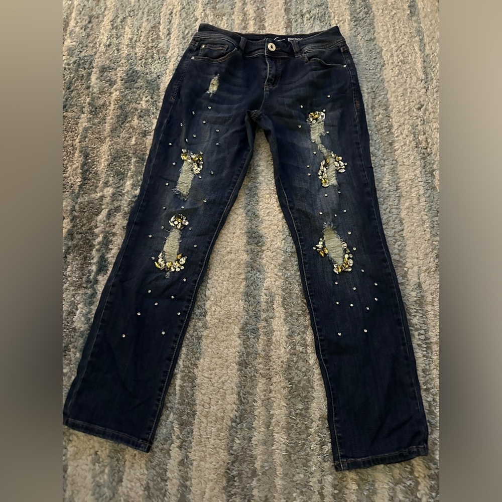 INC bedazzled regular fit boyfriend jeans size 4